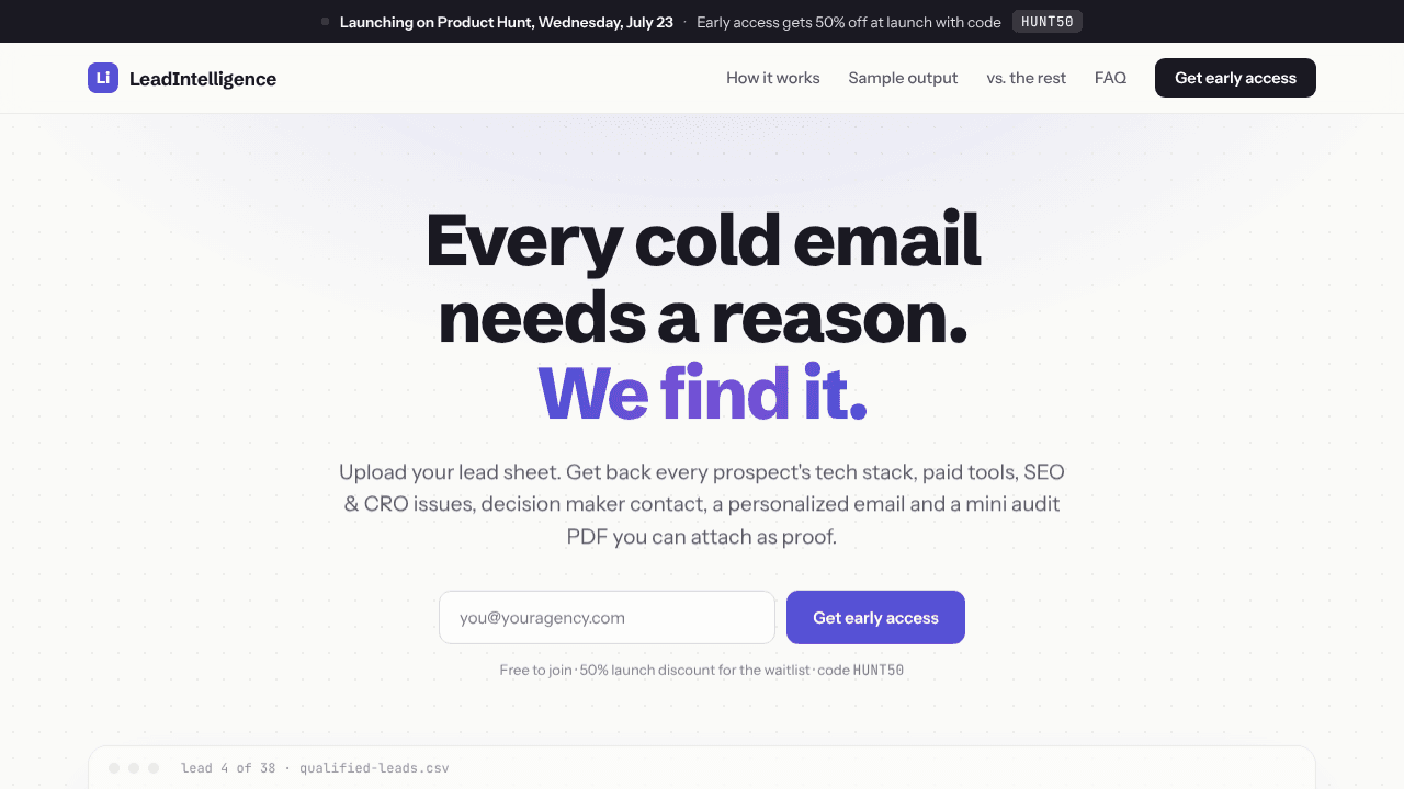 Lead Intelligence website screenshot