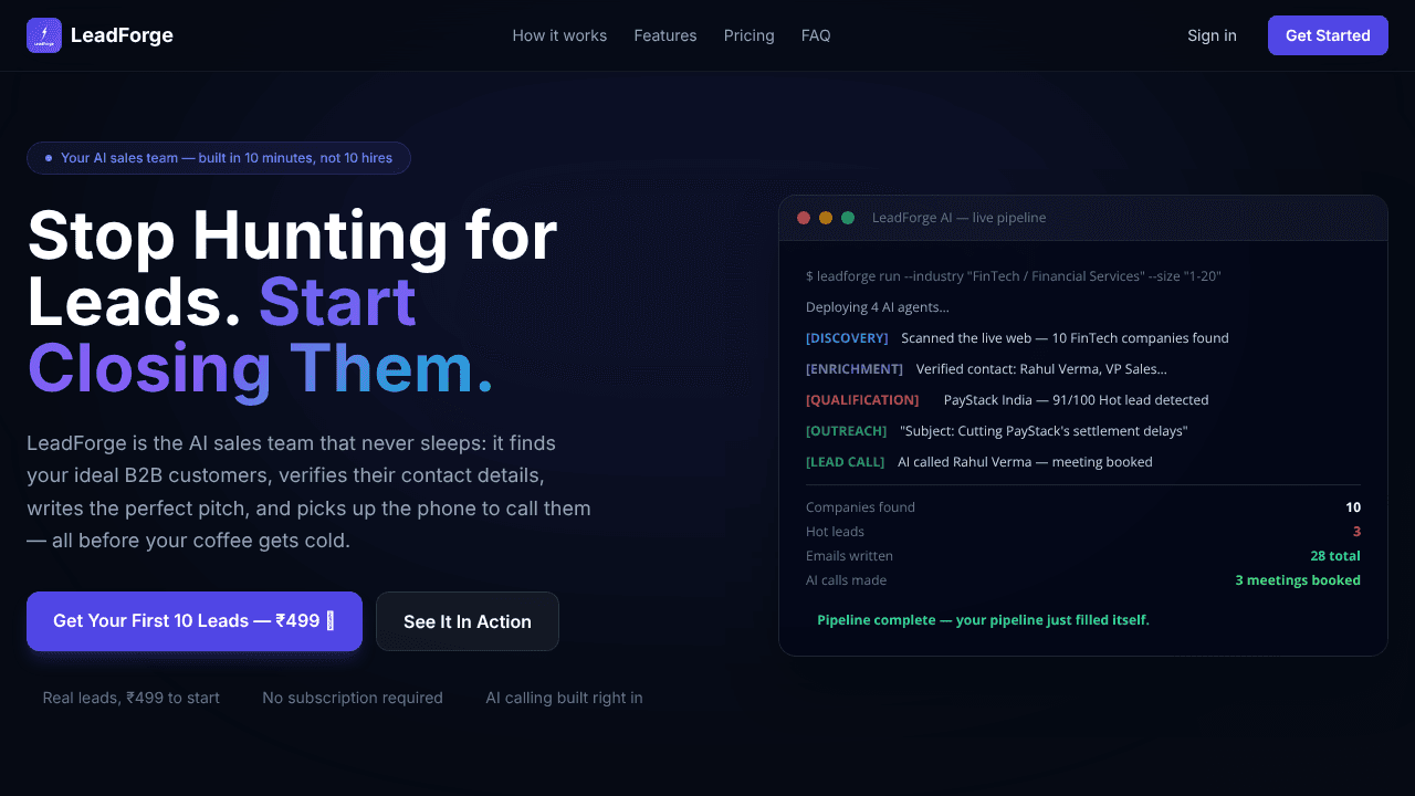 LeadForge website screenshot