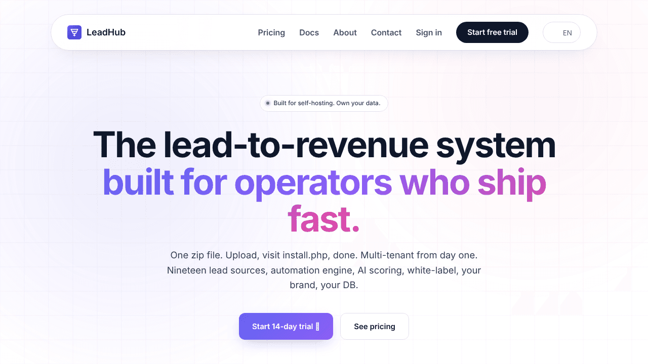 LeadHub website screenshot