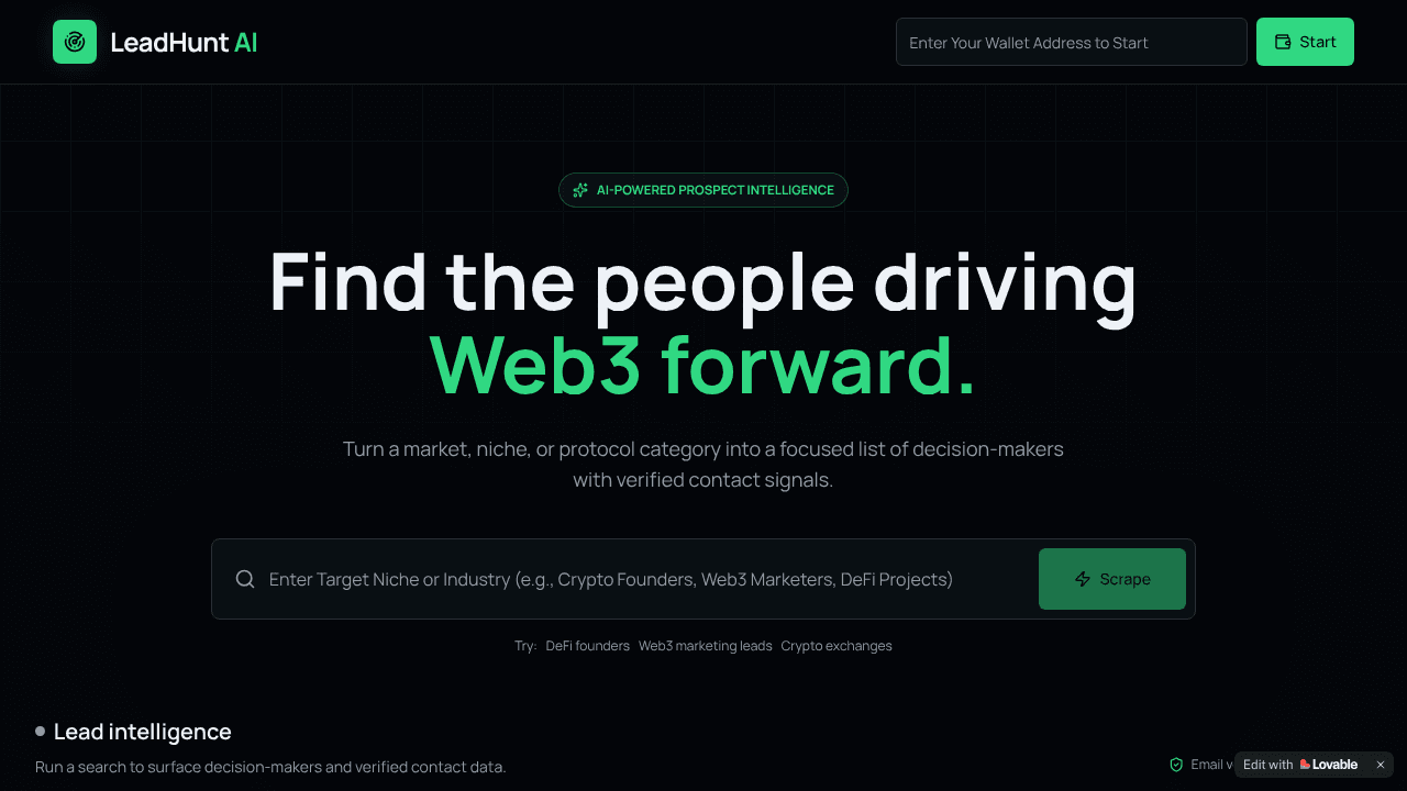 Leadhunt AI  website screenshot