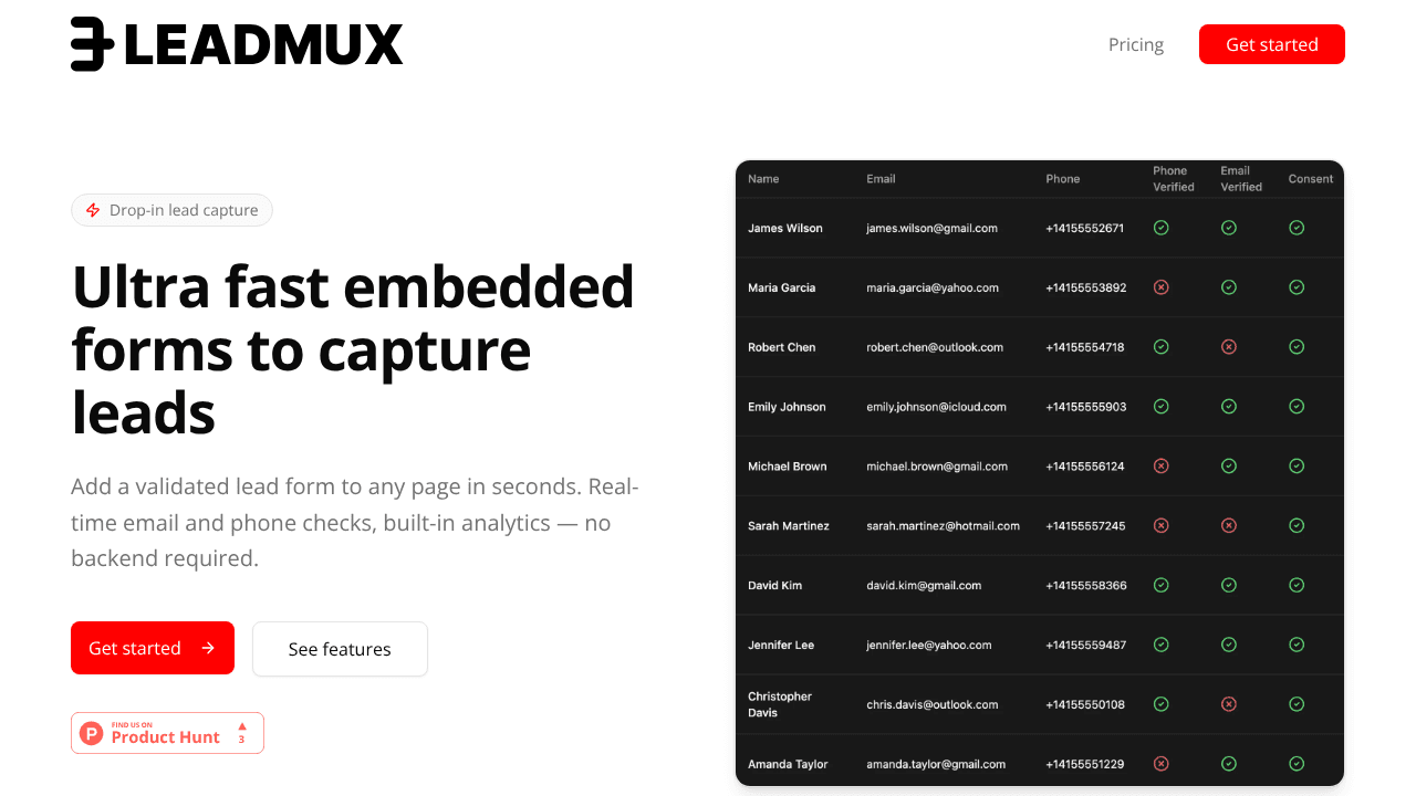 Leadmux website screenshot