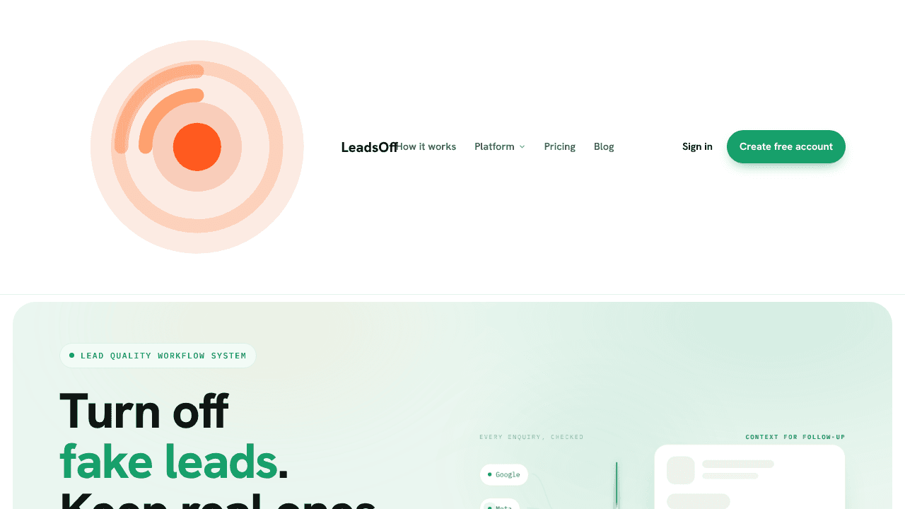LeadsOff website screenshot