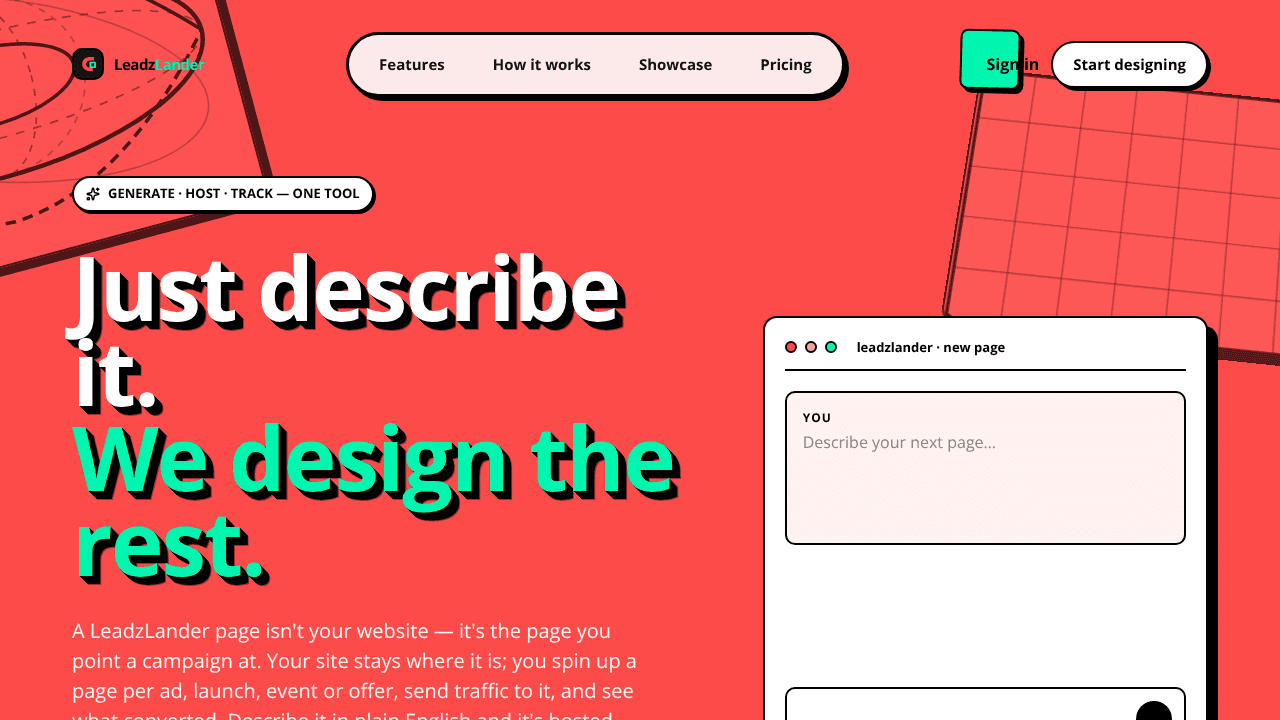 LeadzLander website screenshot