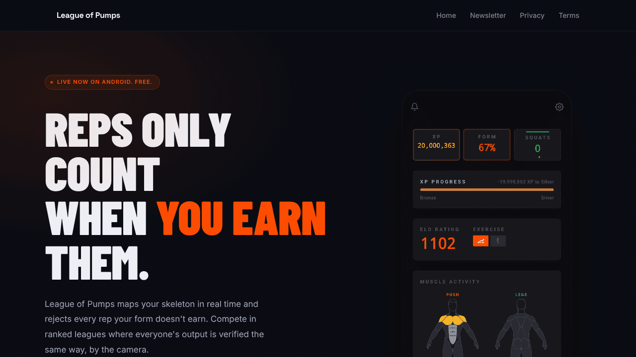 League of Pumps website screenshot