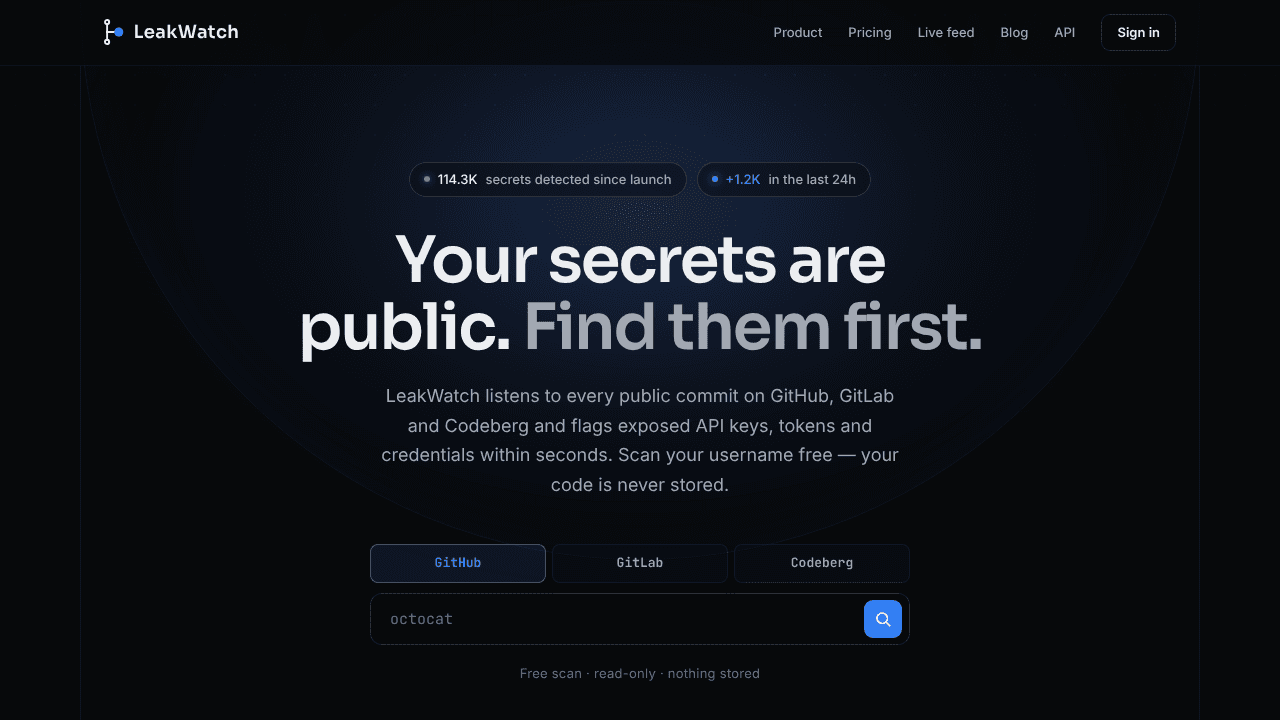 LeakWatch website screenshot