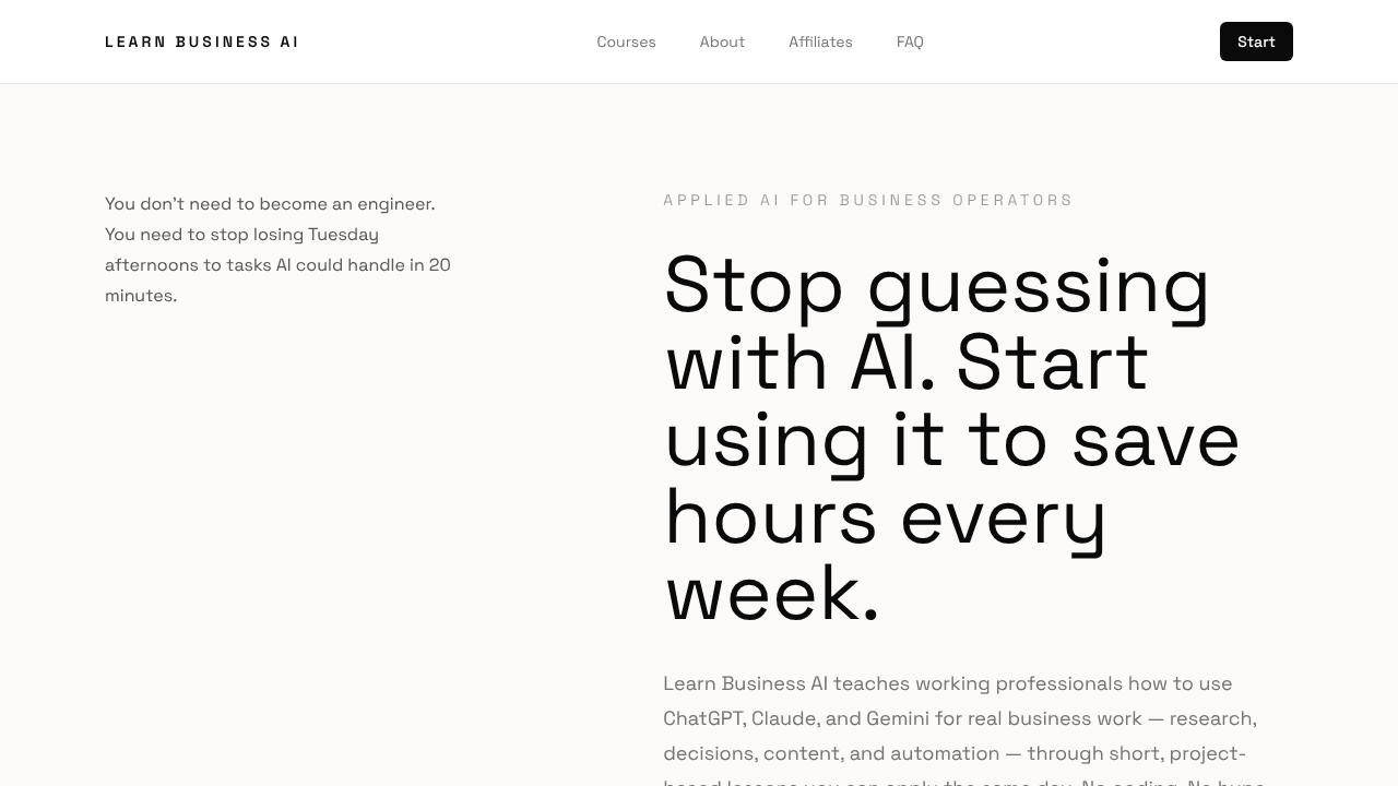 Learn Business AI website screenshot