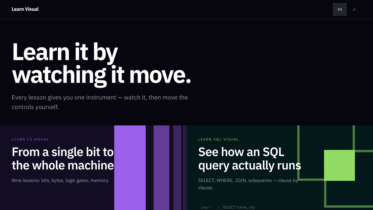 Learn Visual website screenshot