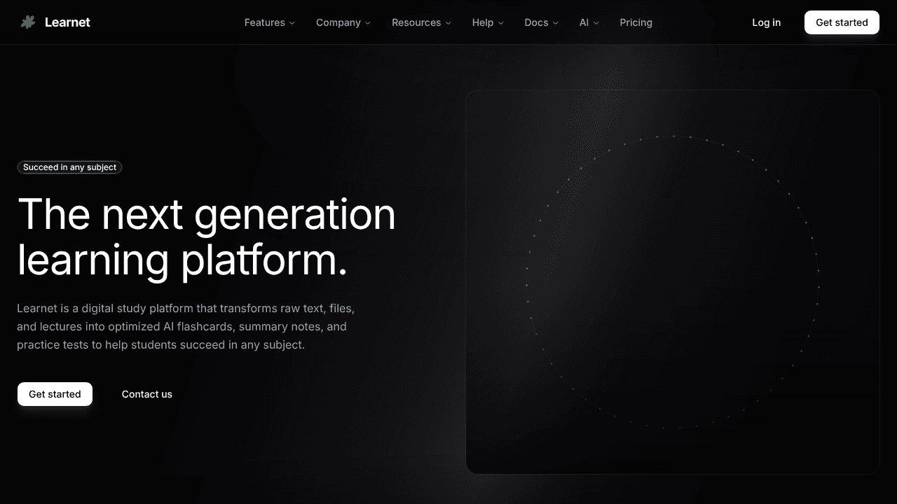 Learnet website screenshot