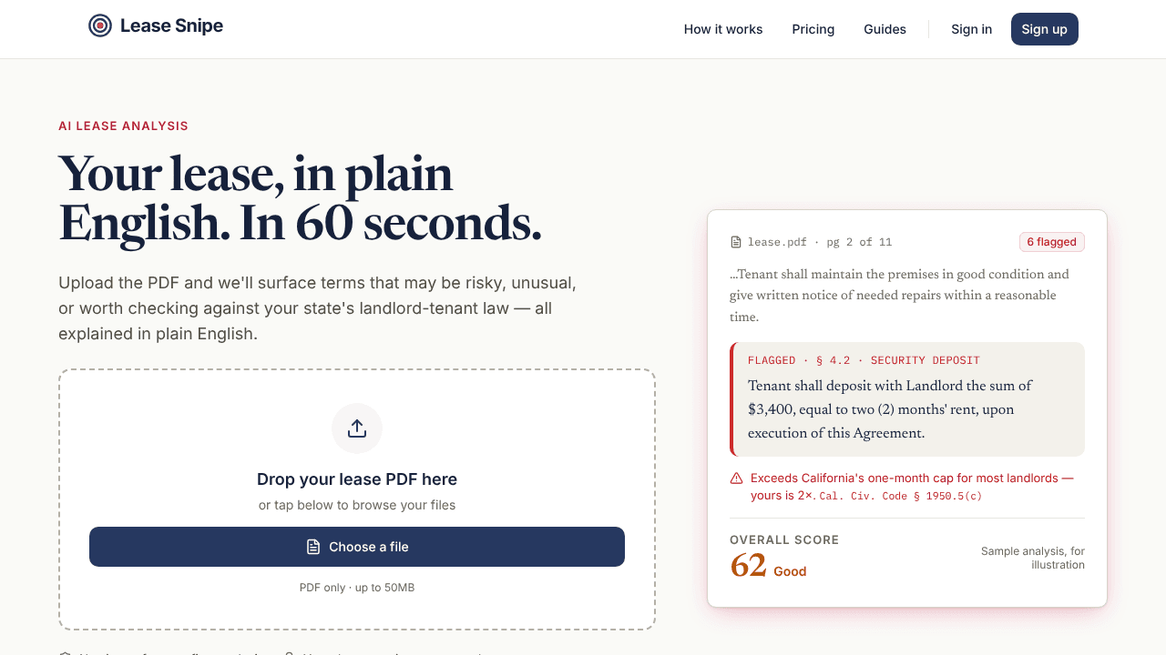 Lease Snipe website screenshot
