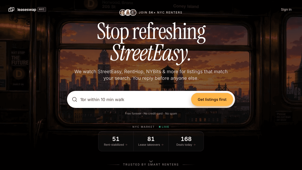 Leaseswap website screenshot