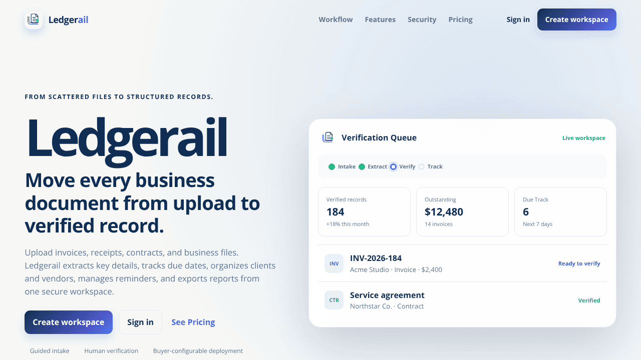 Ledgerail website screenshot