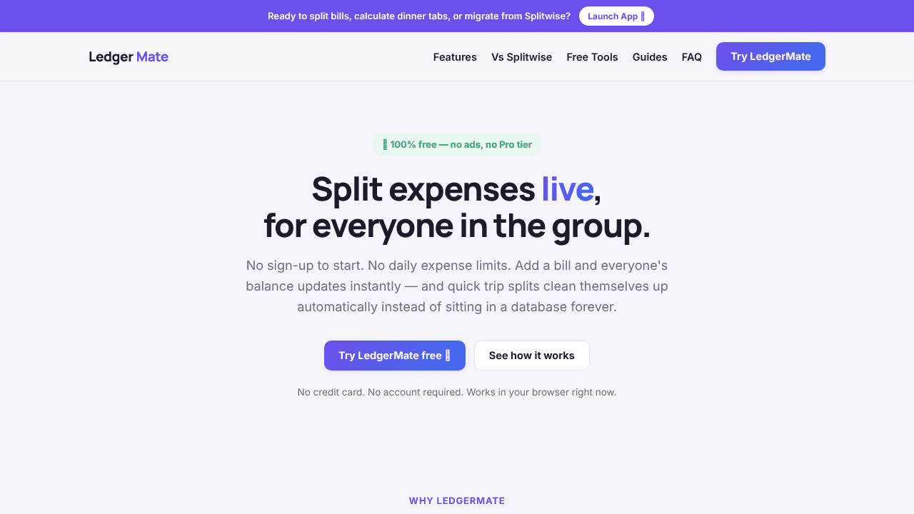 LedgerMate website screenshot