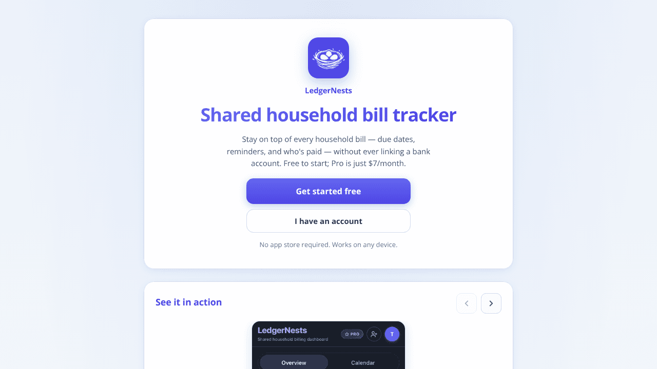 LedgerNests website screenshot