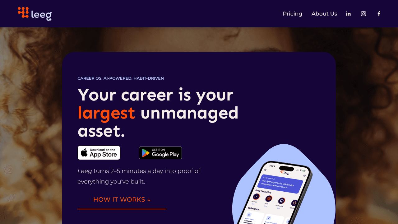 Leeg: Career Development website screenshot