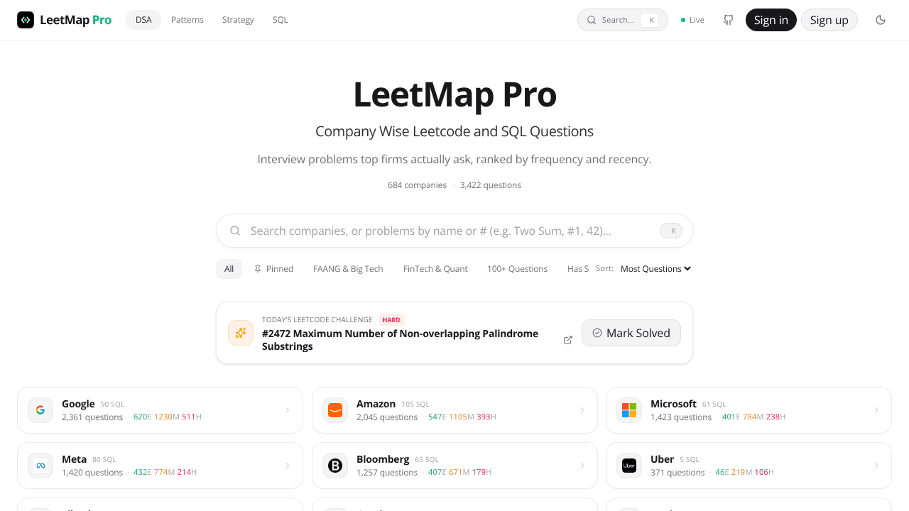 LeetMap Pro website screenshot