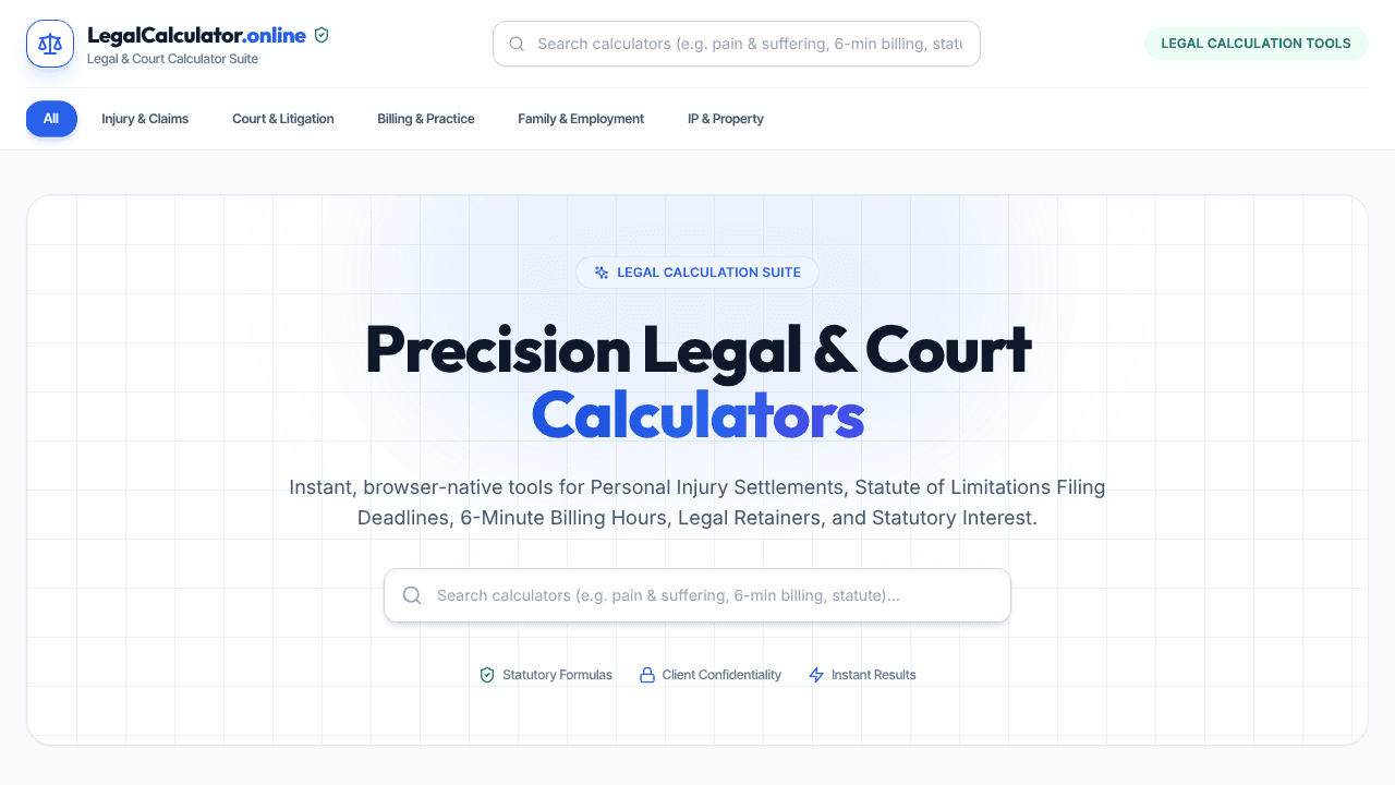 LegalCalculator.online website screenshot