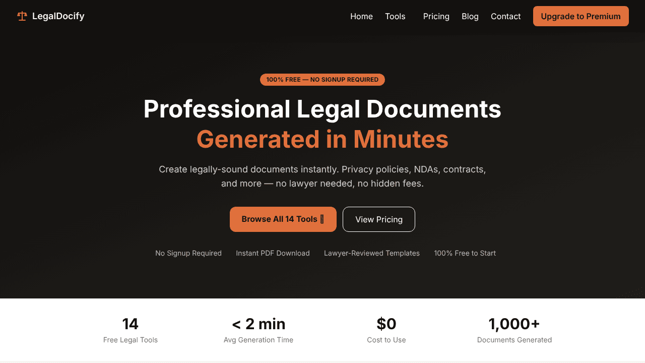 LegalDocify website screenshot