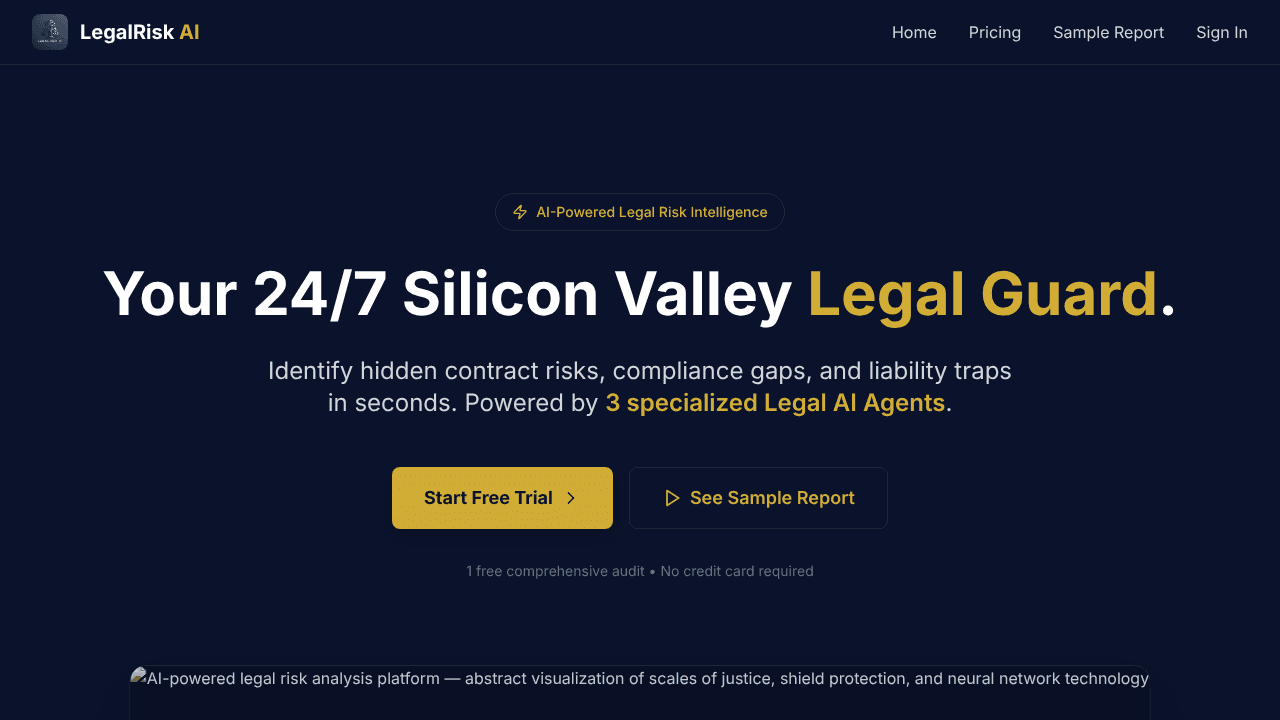 LegalRisk AI website screenshot