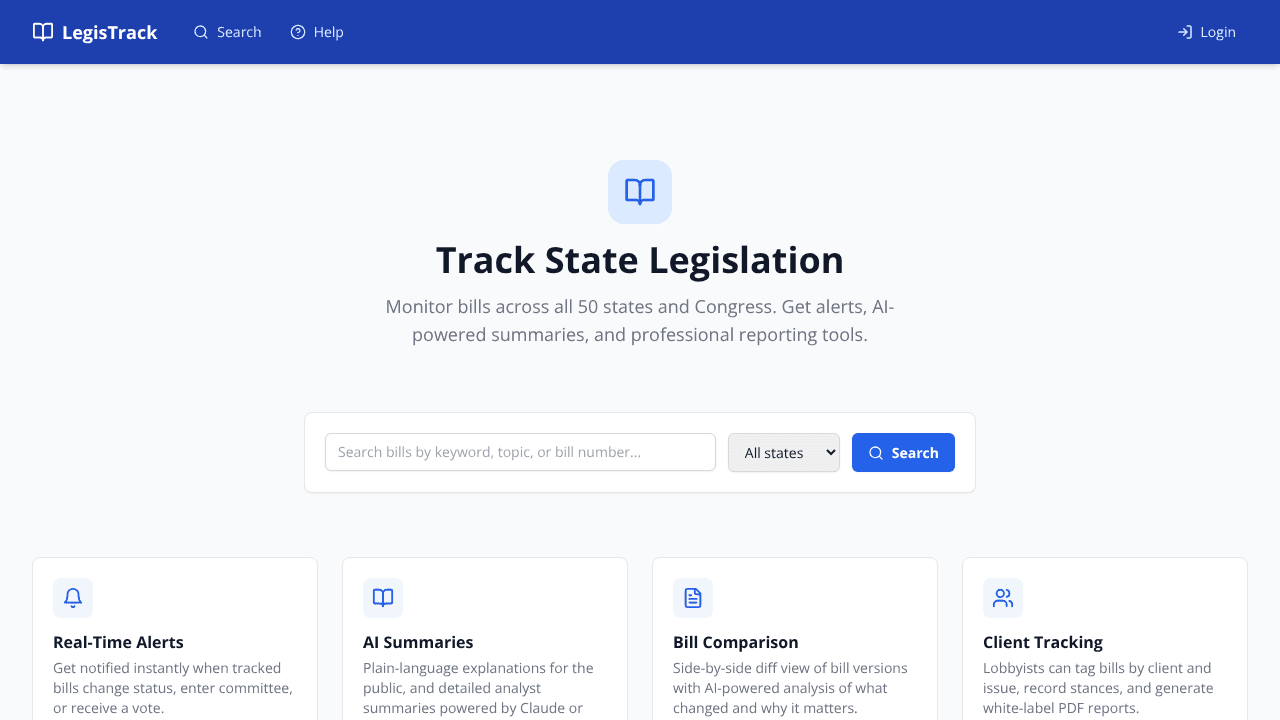 LegisTrack website screenshot
