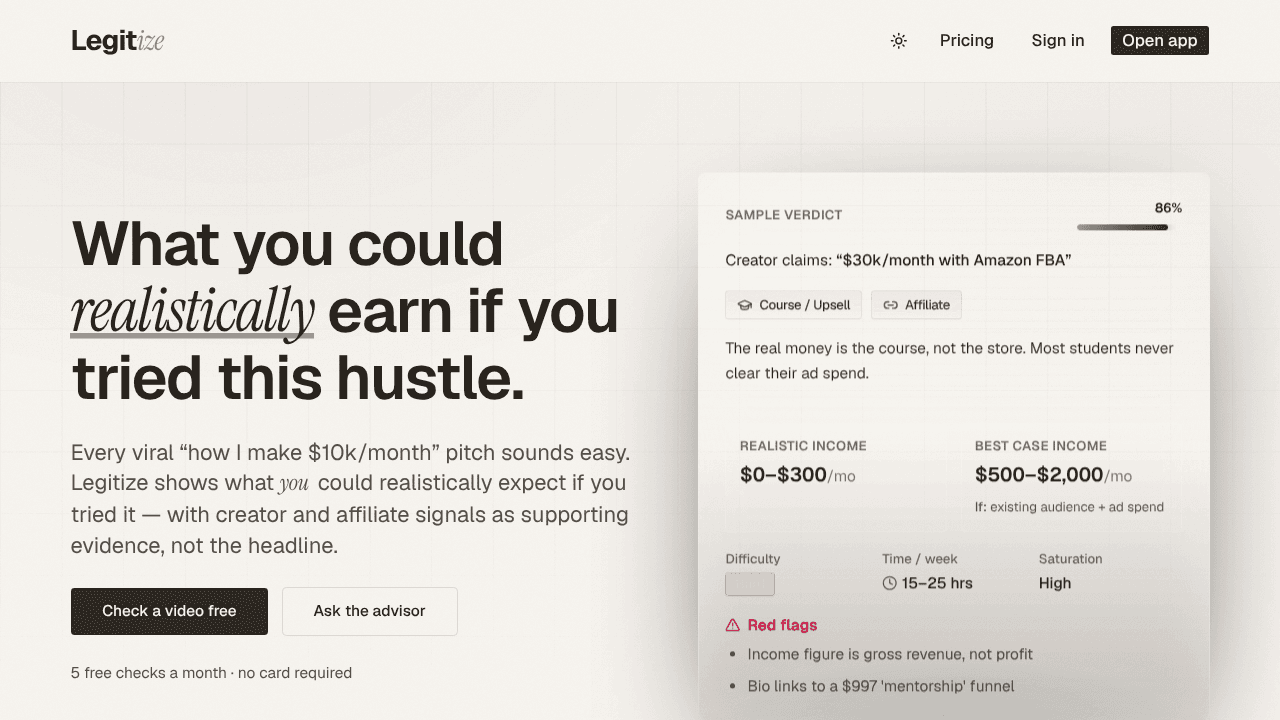 Legitize website screenshot