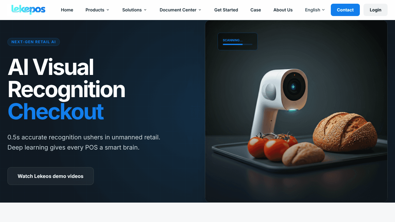 Lekeos AI Visual Checkout website screenshot