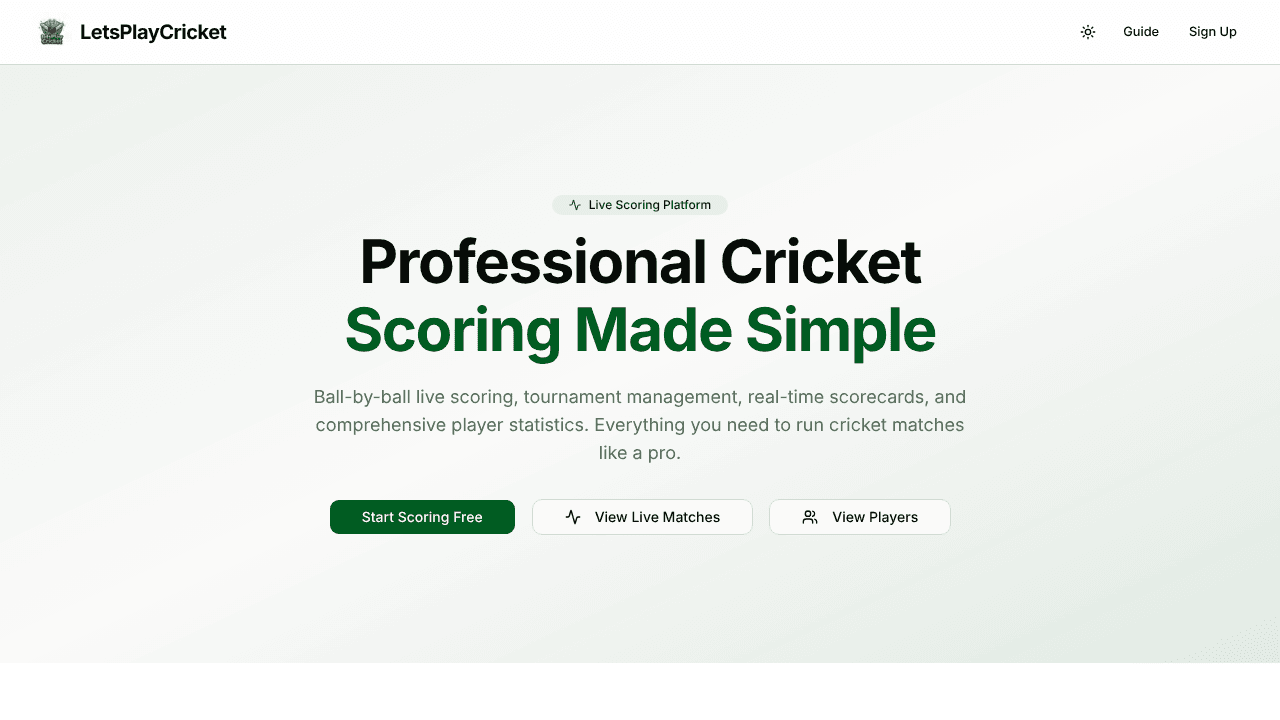 LetsPlayCricket website screenshot