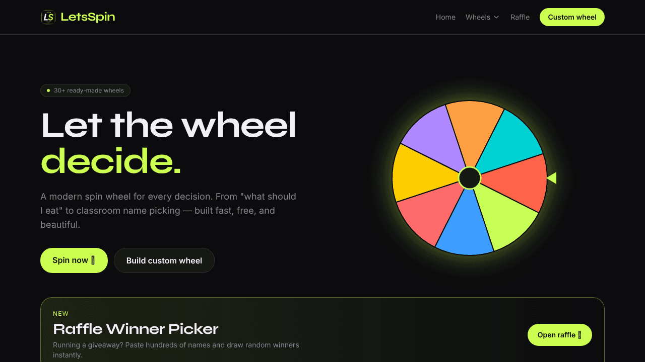 LetsSpin website screenshot