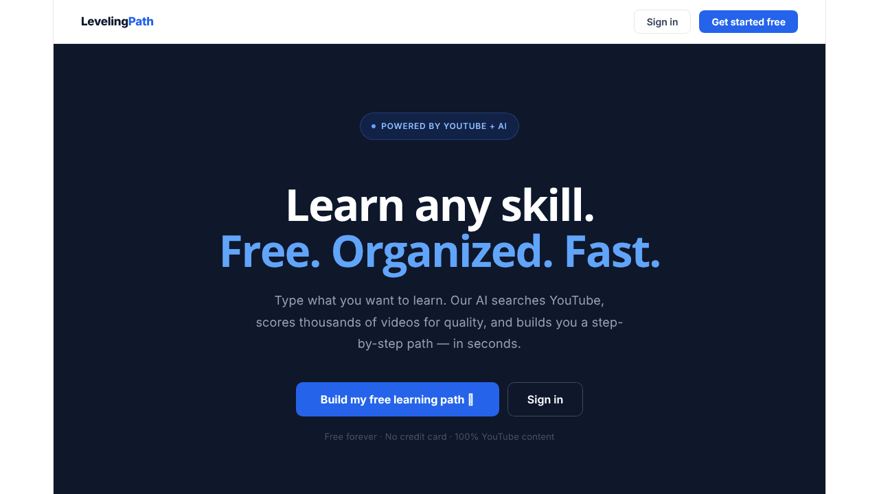 LevelingPath — Learn Anything Free website screenshot