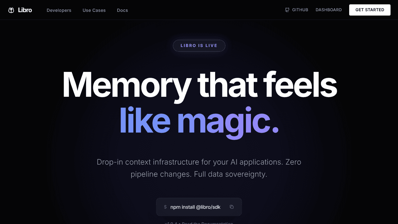 Libro website screenshot