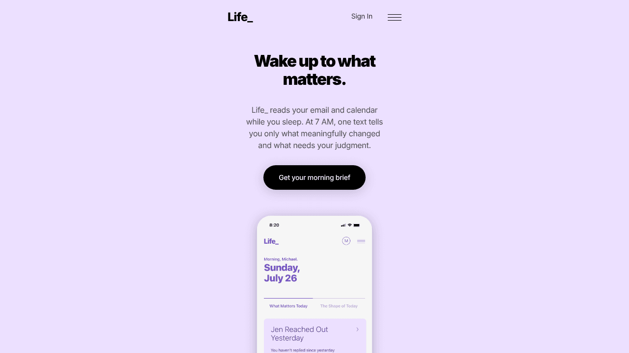 Life_ website screenshot