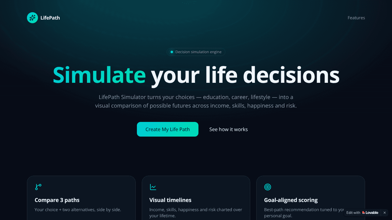 LifePath Simulator website screenshot