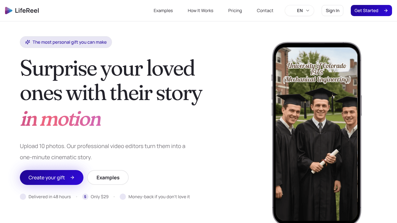 LifeReel website screenshot