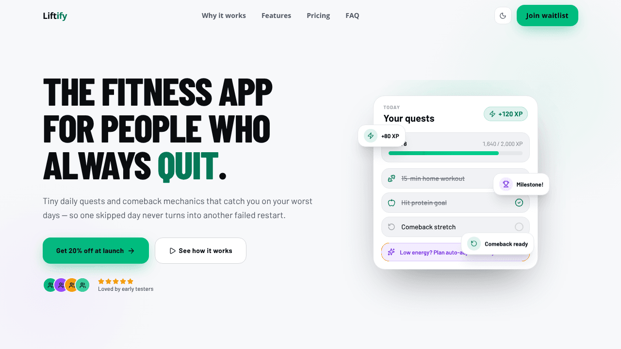 Liftify website screenshot