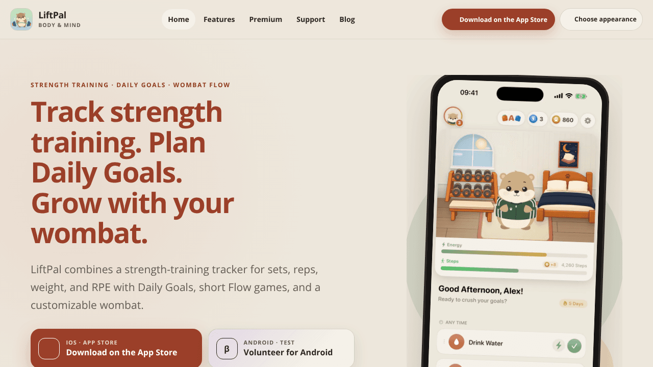 LiftPal - Body & Mind website screenshot