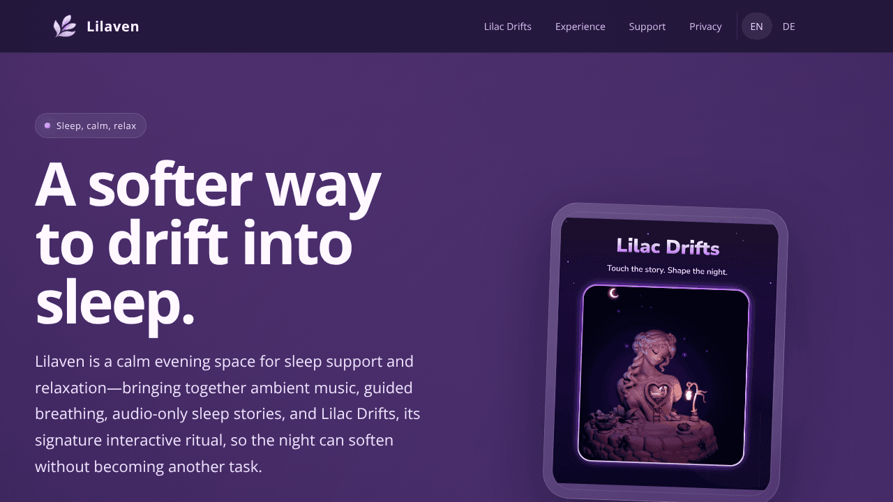 Lilaven website screenshot