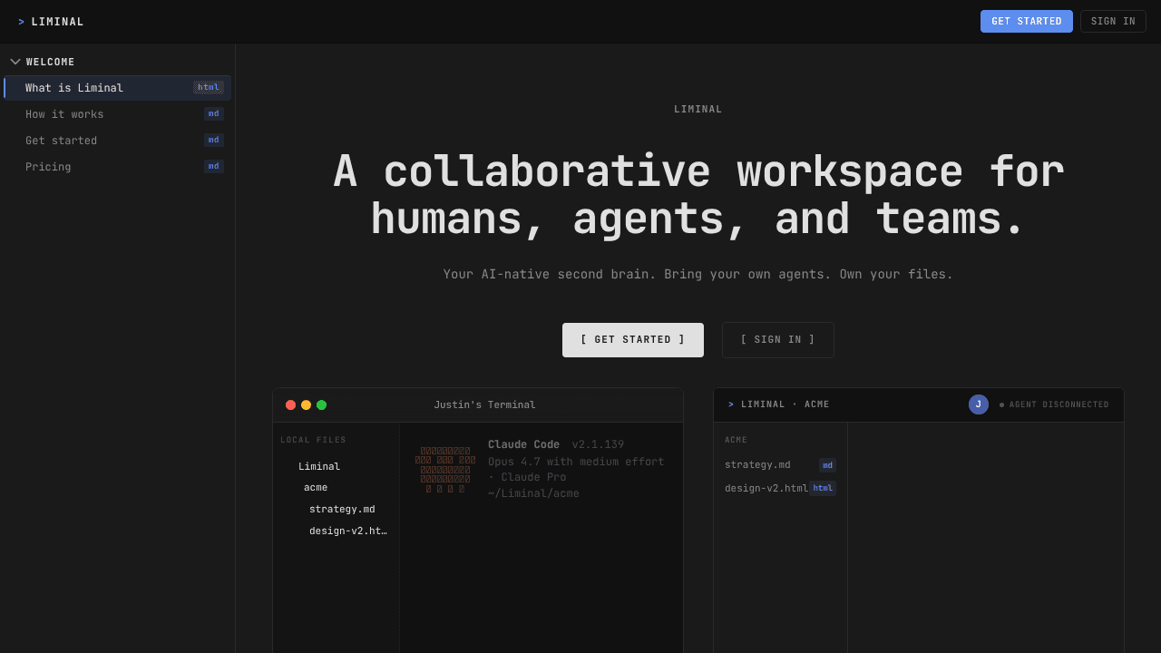 Liminal website screenshot