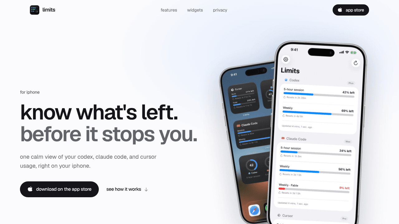 Limits website screenshot
