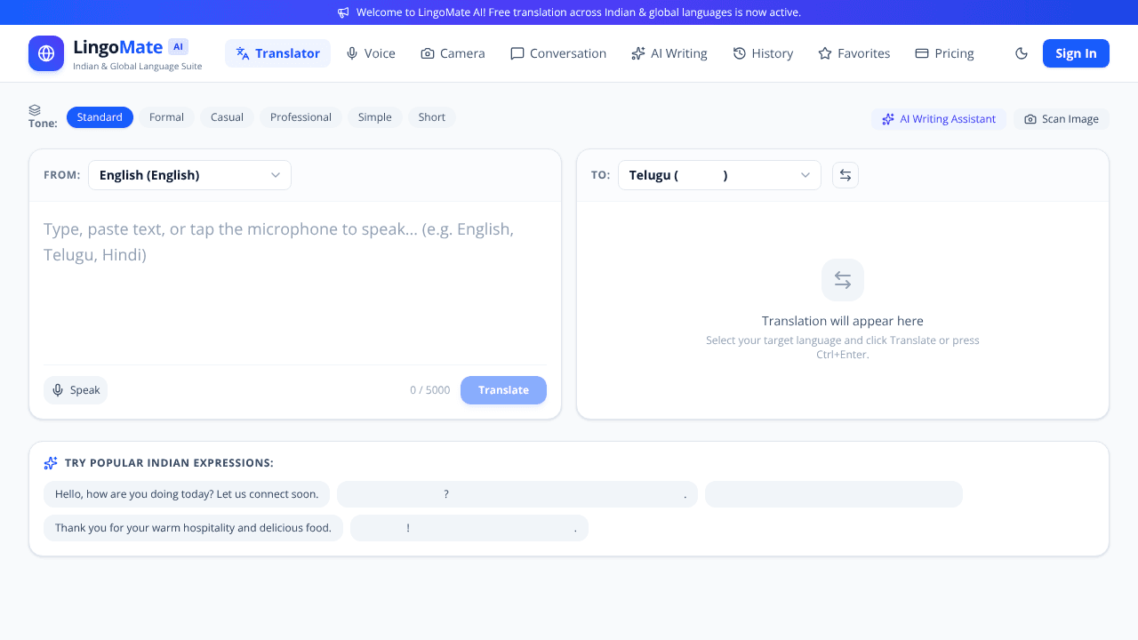LingoMate AI website screenshot