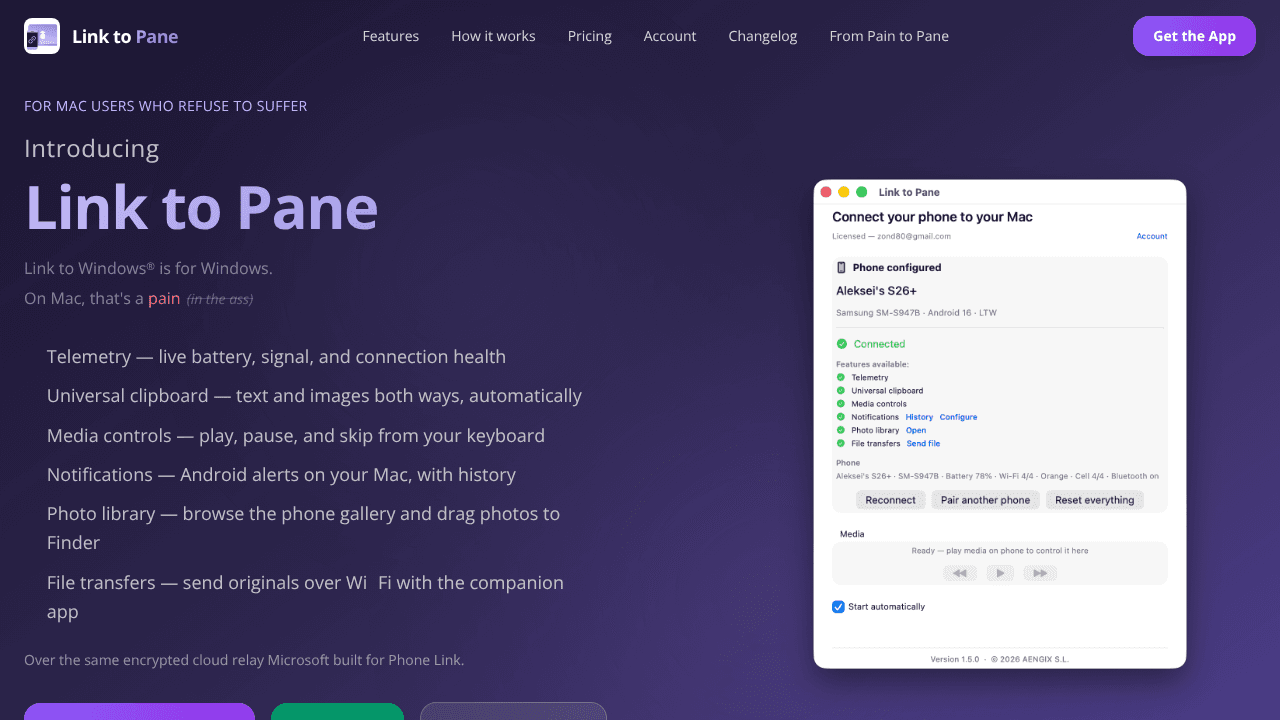Link to Pane website screenshot