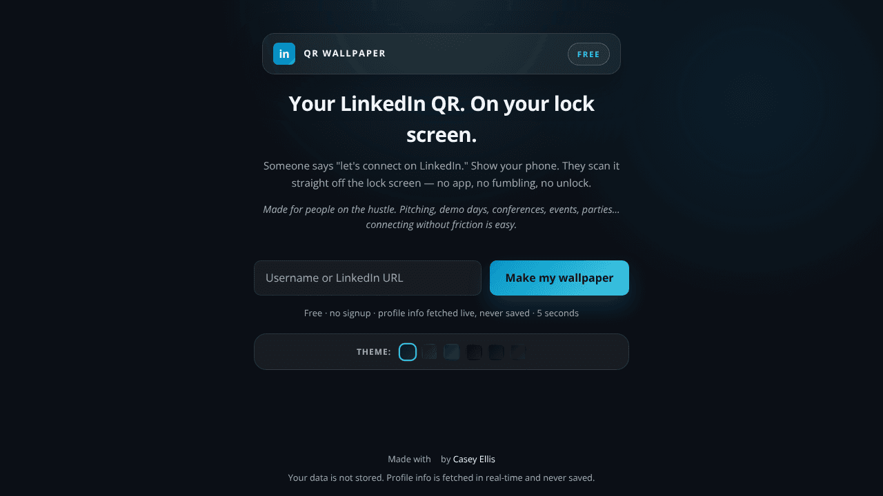 LinkedIn QR Wallpaper website screenshot