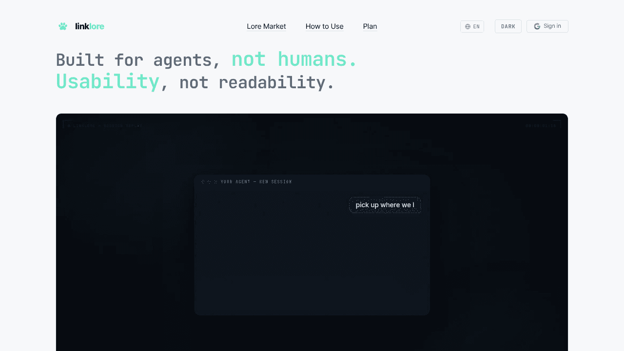 LinkLore website screenshot