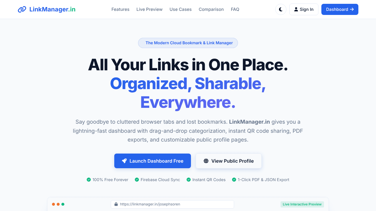 LinkManager.in website screenshot