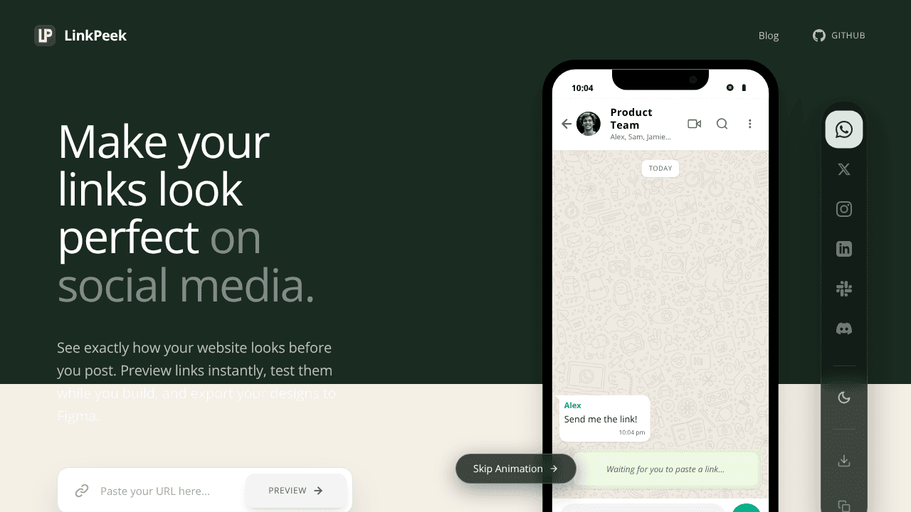 LinkPeek website screenshot