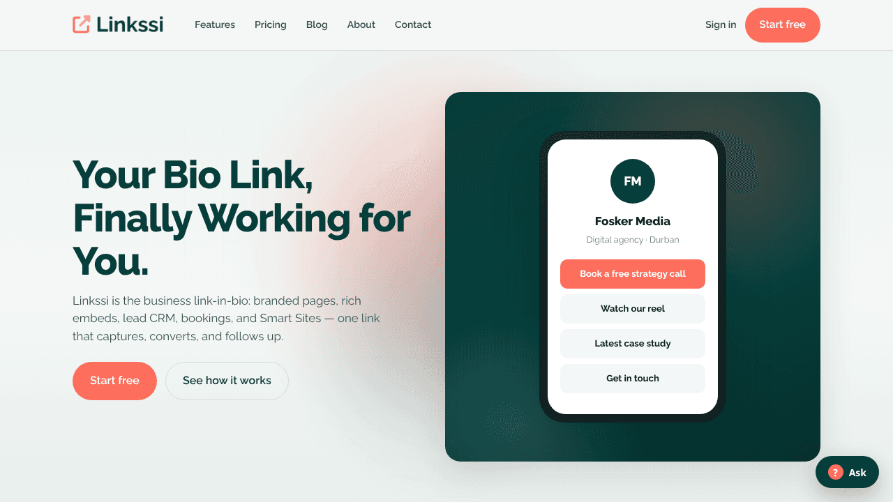 Linkssi website screenshot