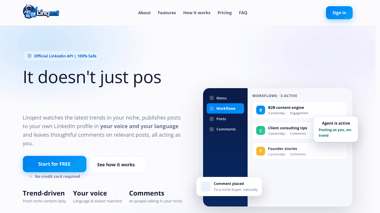 Linqent website screenshot