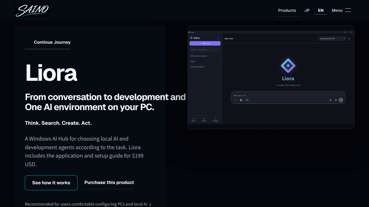 Liora website screenshot