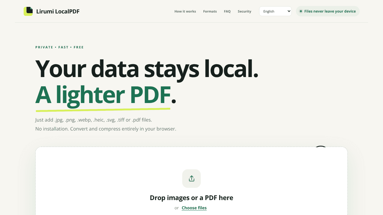 Lirumi LocalPDF website screenshot