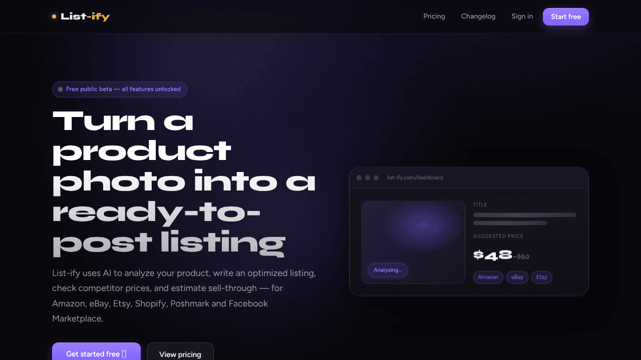 List-ify website screenshot