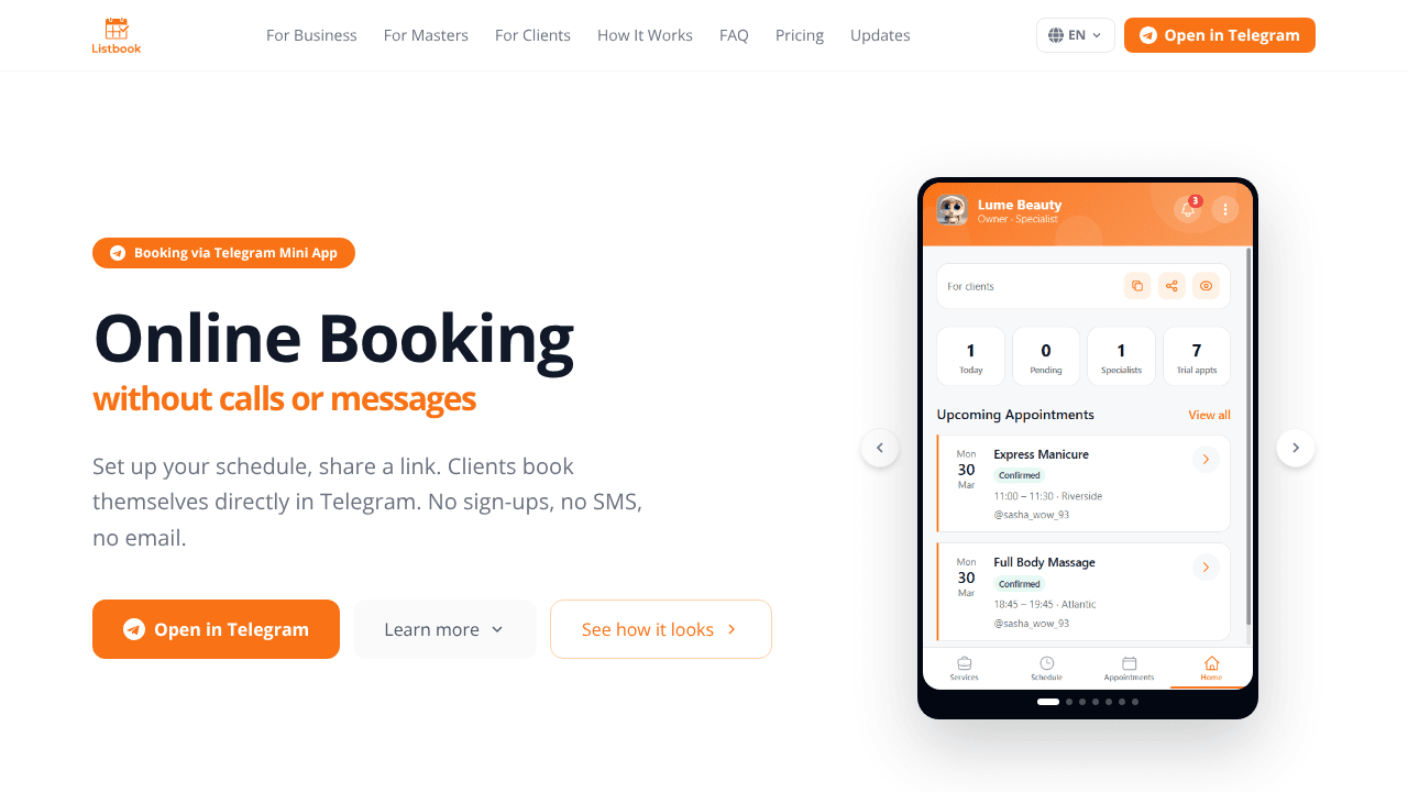 Listbook website screenshot