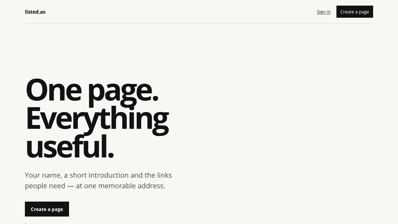 listed.as website screenshot